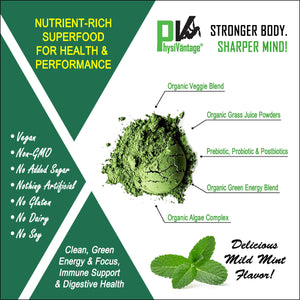 Organic Greens Powder (Energy, Immunity, and Digestive Health Support)