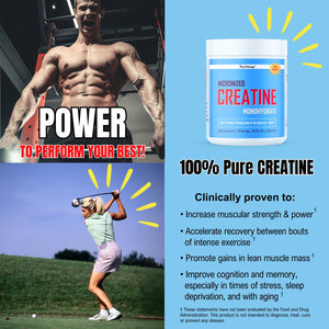 Pure Creatine Monohydrate Powder - Micronized & Unflavored